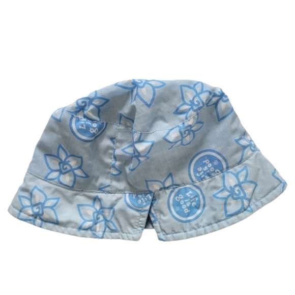 Life is Good Reversible Bucket Hat Sun HatBlue Hawaiian print/plain powder blue - Picture 1 of 4